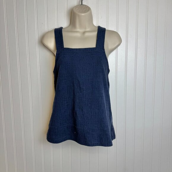 Madewell Navy Textured Cross Back Tank Top N41 - Picture 2 of 5